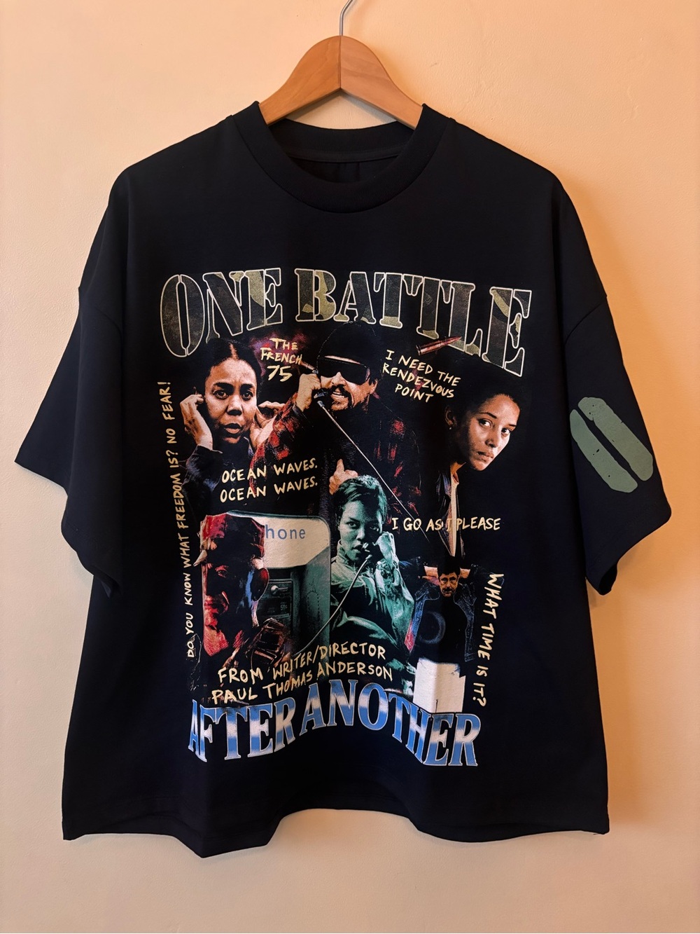 One Battle After Another Movie Film T-shirt custom made from cast member PTA